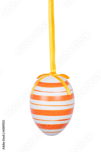 Orange Easter egg isolated on white background