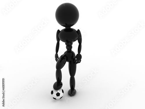 Soccer player with ball on white background.  1