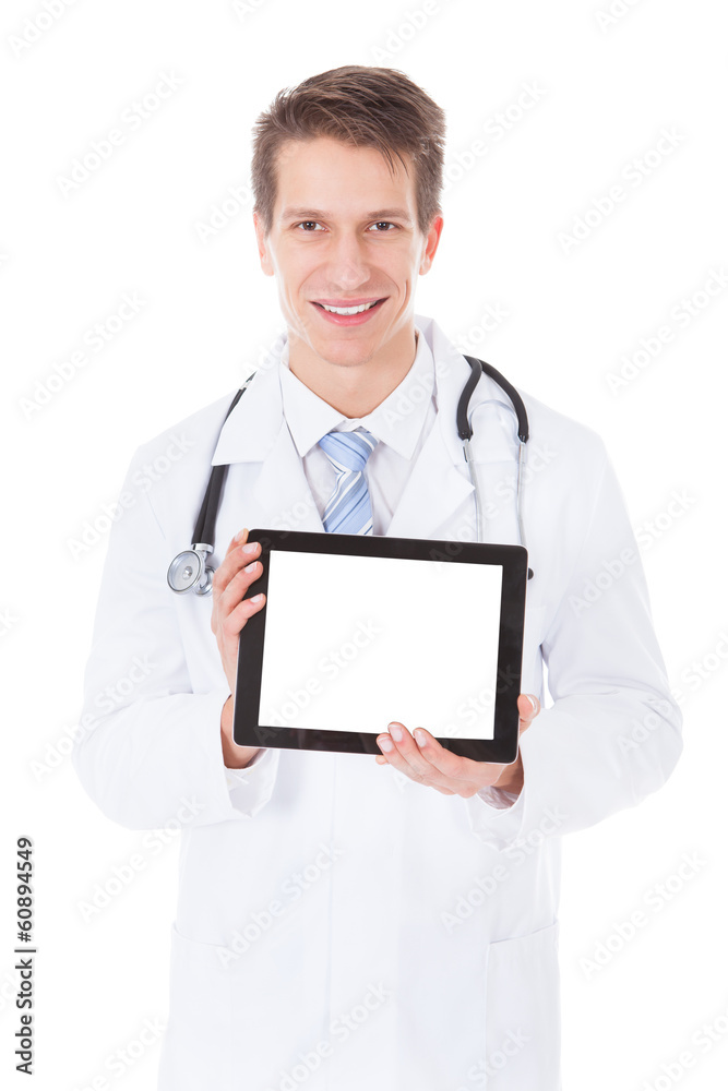 Male Doctor Holding Digital Tablet