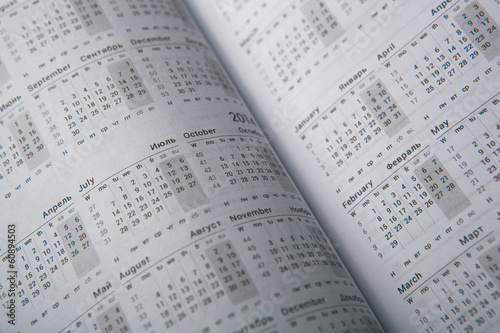 Calendar diary close-up