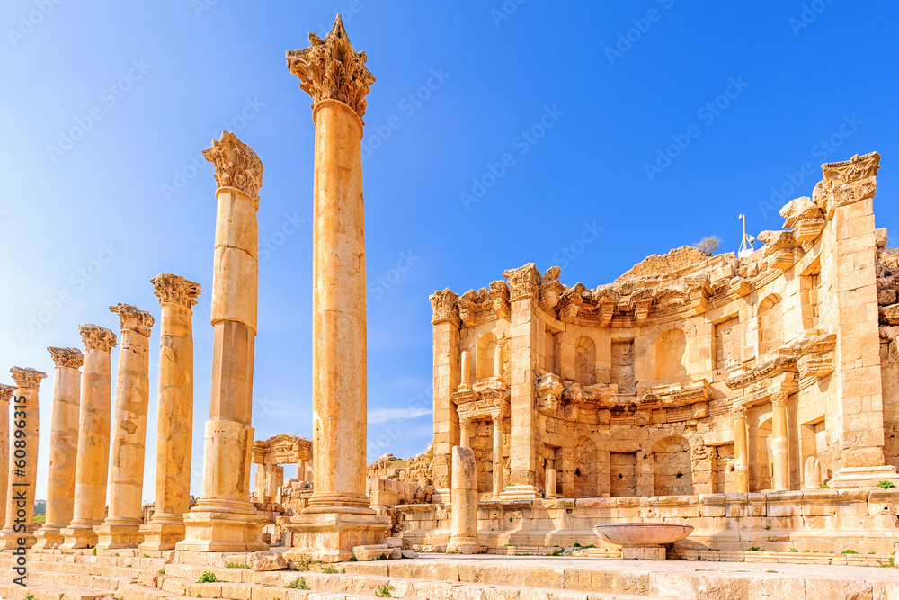 Nymphaeum in the ancient Jordanian city of Jerash, Jordan.