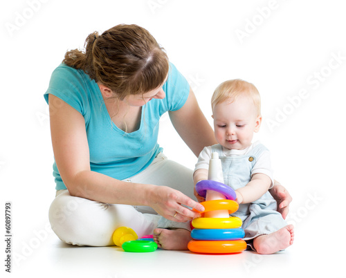 baby boy and mother playing...