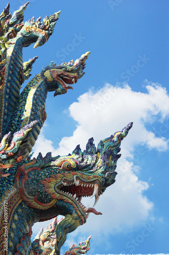 Thai dragon  King of Naga statue in Temple Thailand.