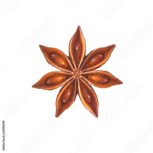 Star anise close-up on white background