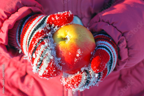 One apple in the child hands