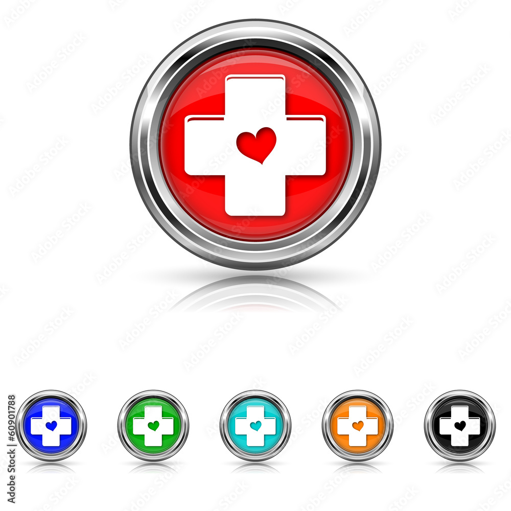 Fototapeta premium Cross with heart icon - six colours set