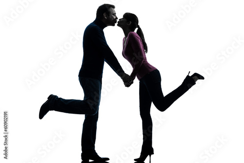 couple woman man lovers kissing   silhouette