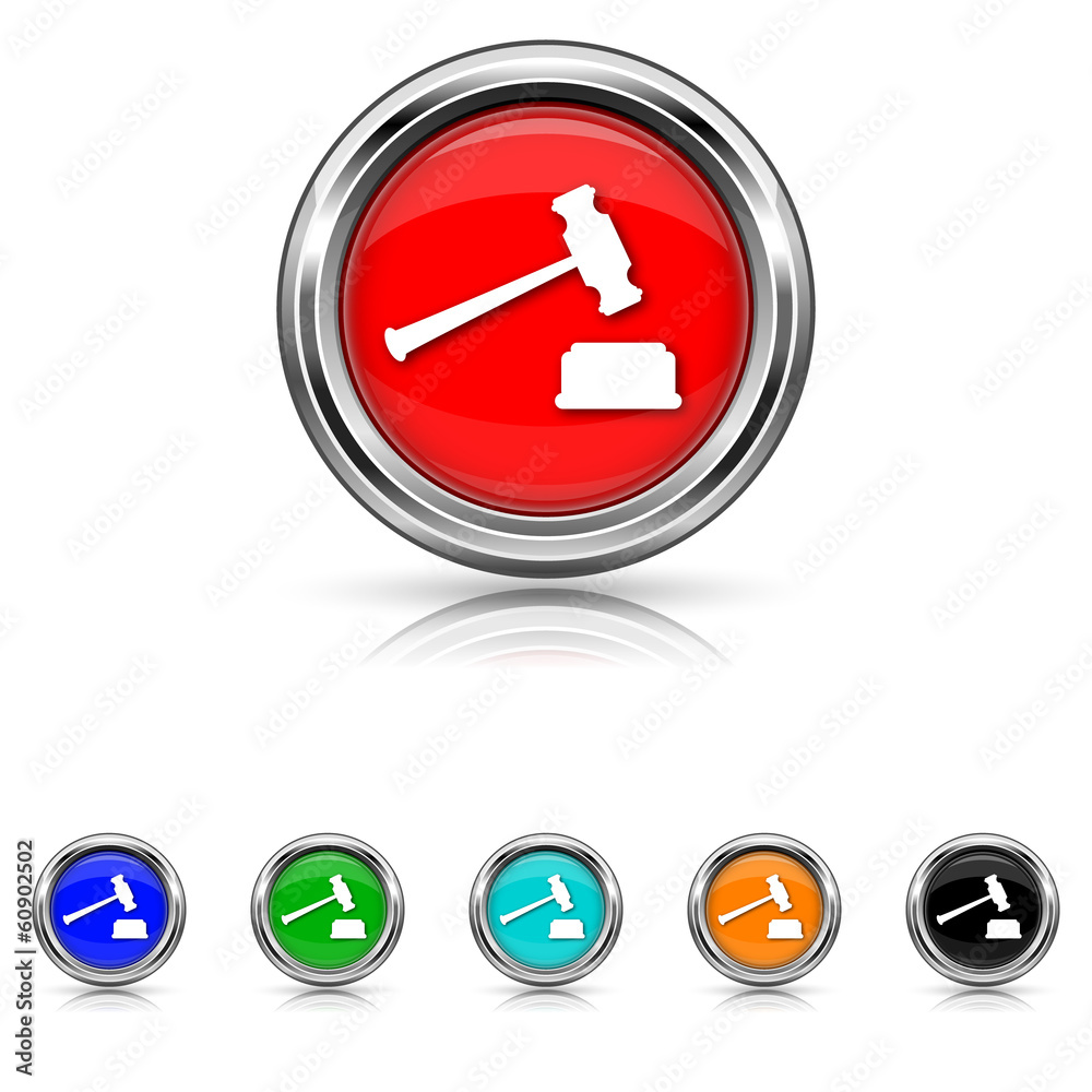 Judge hammer icon - six colours set Judge hammer icon - six colours set