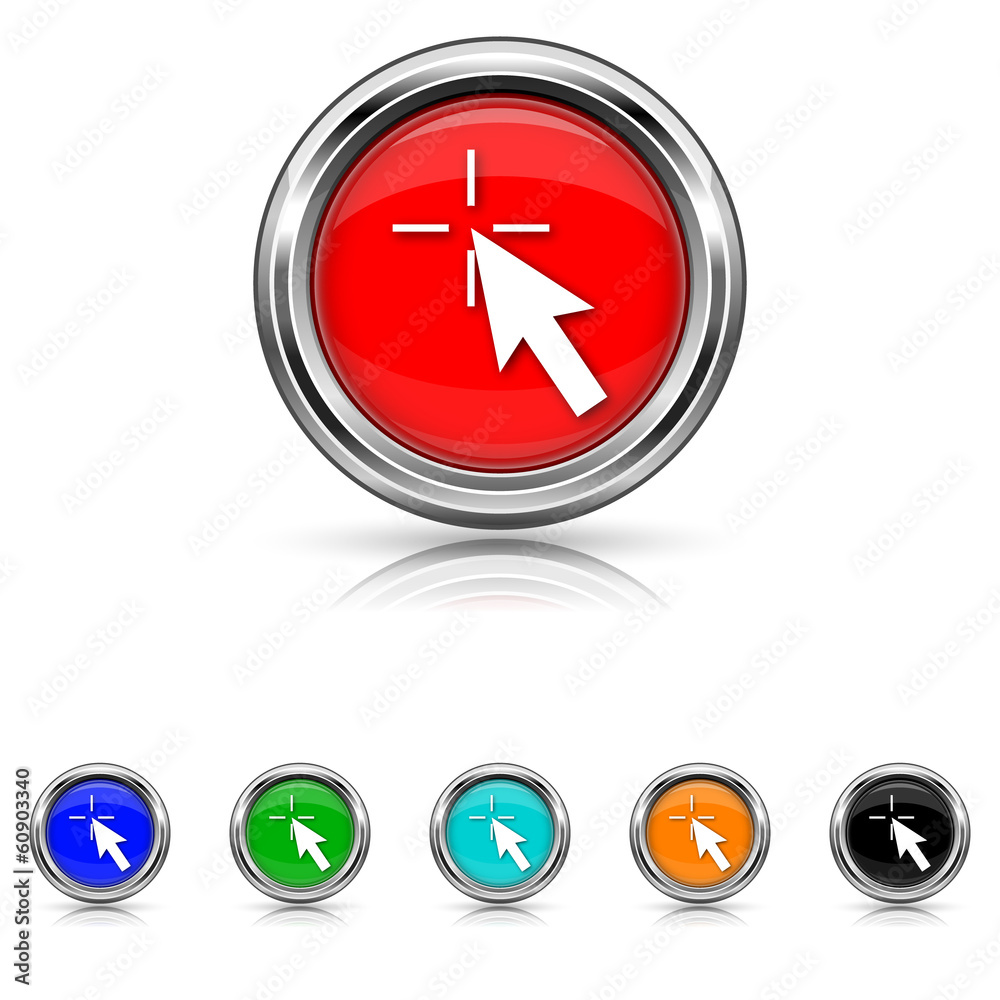 Click here icon - six colours set Click here icon - six colours set