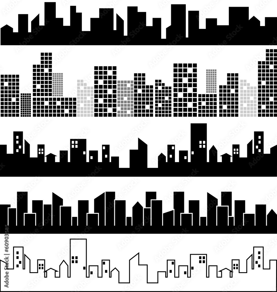Set of city landscapes vector