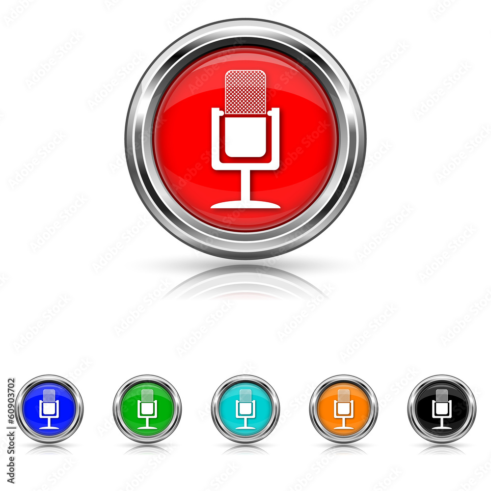 Microphone icon - six colours set Microphone icon - six colours set