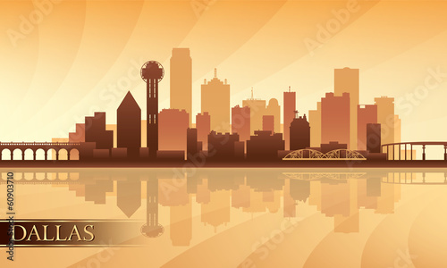 Dallas city skyline silhouette background