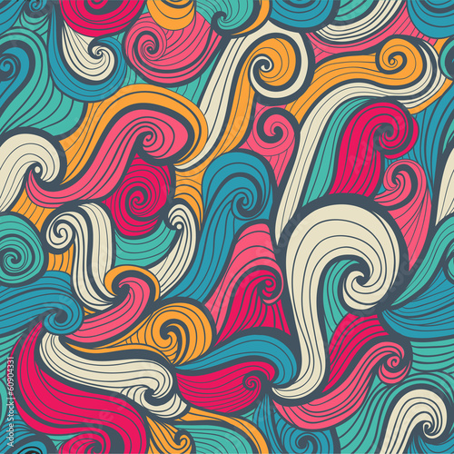 Vector seamless texture with abstract flowers. Endless backgroun
