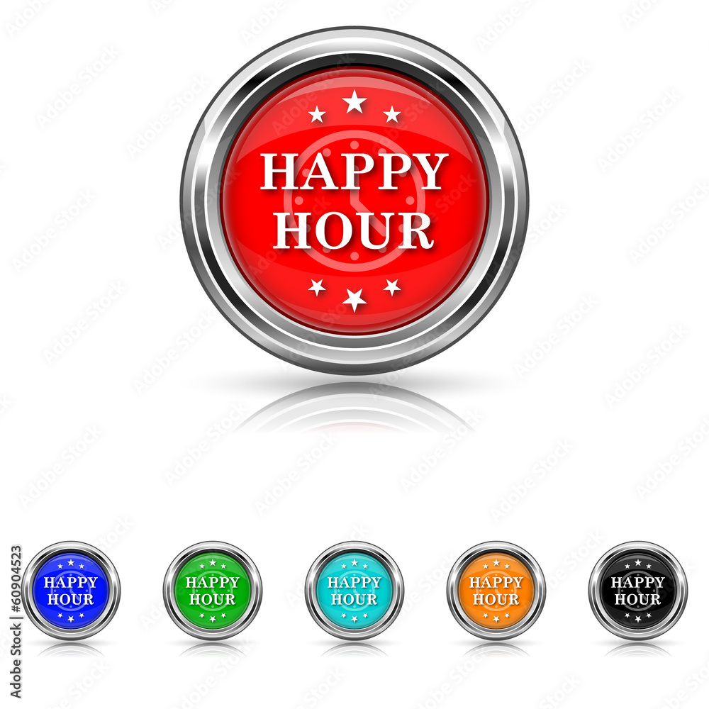 Happy hour icon - six colours set