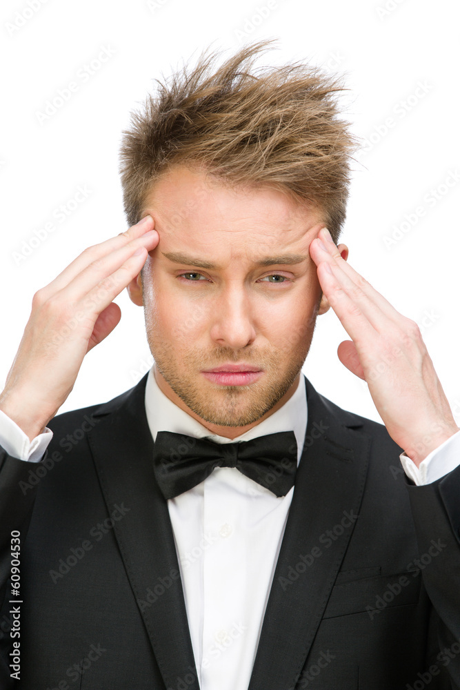 Concept of headache and high temperature Concept of headache and high temperature