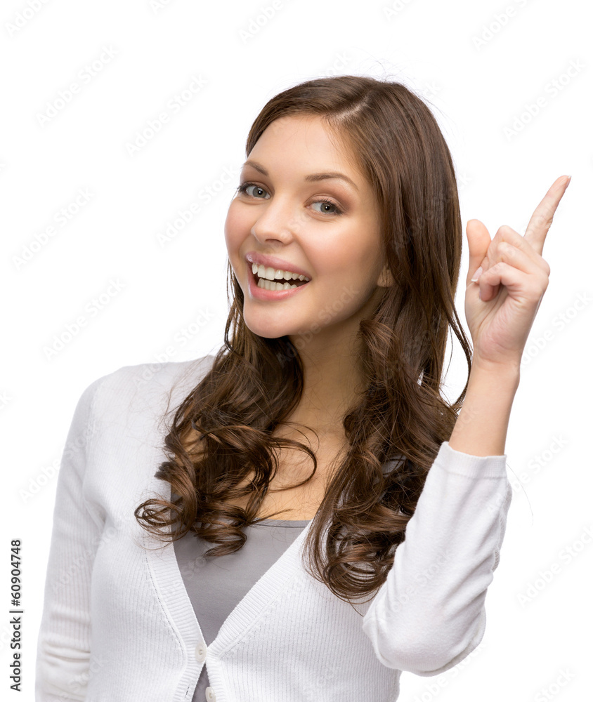 Young woman attention gestures, isolated on white Young woman attention gestures, isolated on white