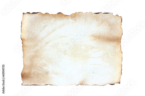 Old sheet blank paper isolated on white background