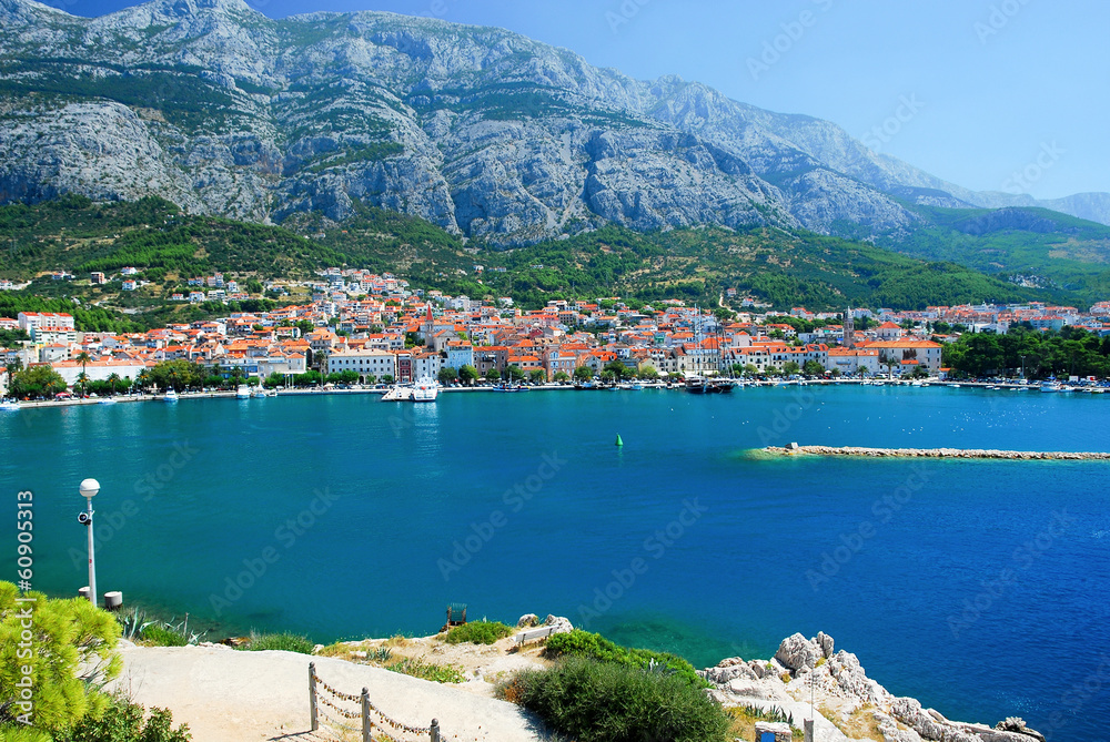 Panorama of Makarska and Adriatic sea,Croatia