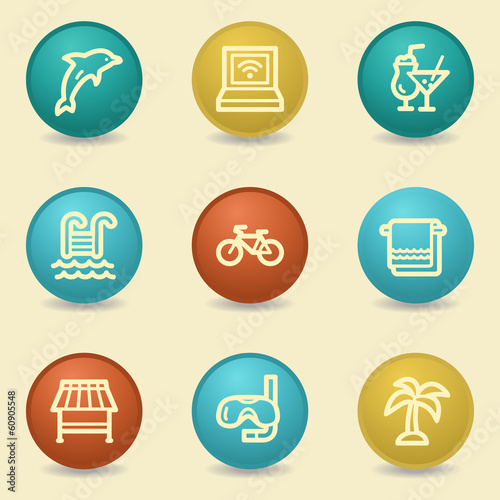 Vacation web icons, retro buttons