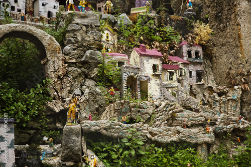 Miniature houses on the rocks