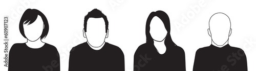 a set of four people silhouettes