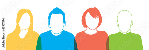 a set of four people silhouettes