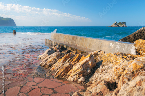 Wallpaper Mural Old breakwater pier in Petrovac town, Adriatic Sea, Montenegro Torontodigital.ca