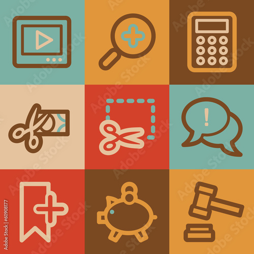 Shopping web icons, vintage series