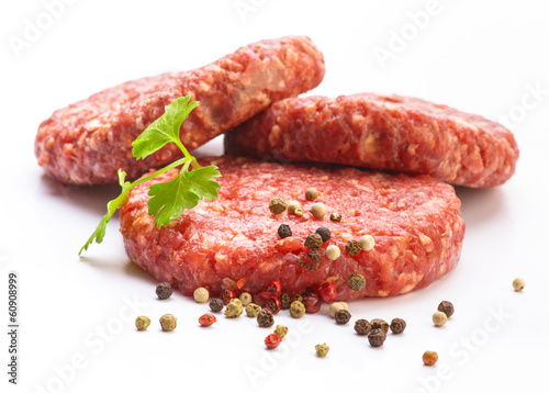 raw hamburger meat isolated on white