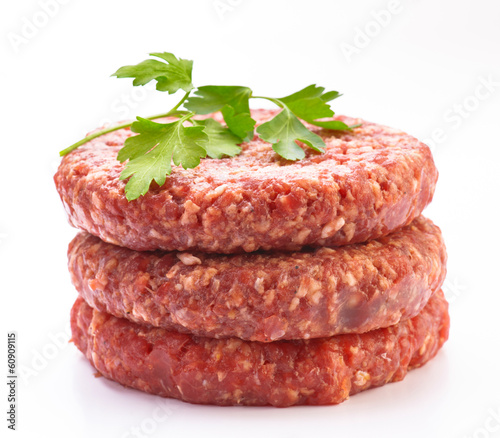 raw hamburger meat isolated on white