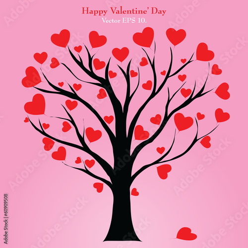 Valentine Tree with Love Heart  Vector Illustration EPS 10.