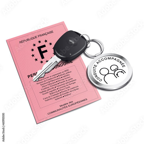 Permis de conduire avec porte-clé conduite accompagnée