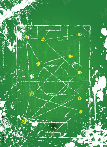Soccer o.  Football tactical diagram, grunge style, vector