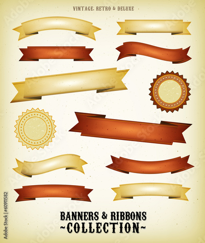 Vintage Banners And Ribbons Set