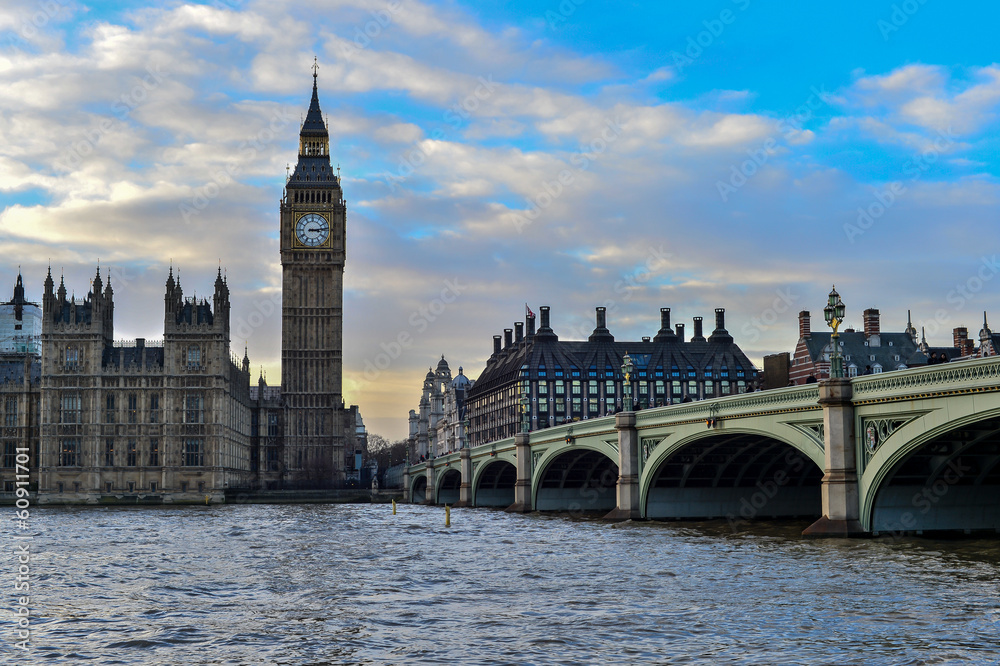 The Big Ben and Westminster Bridge in London The Big Ben and Westminster Bridge in London