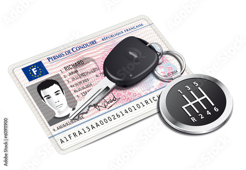 Nouveau permis de conduire avec porte-clé levier de vitesse