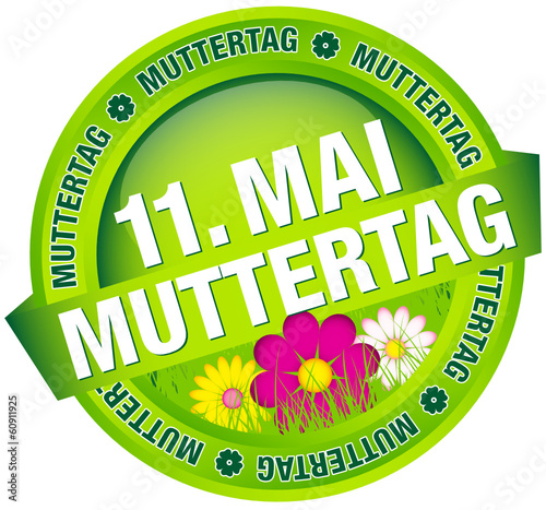 Button Banner Blumen "11. Mai Muttertag" grün