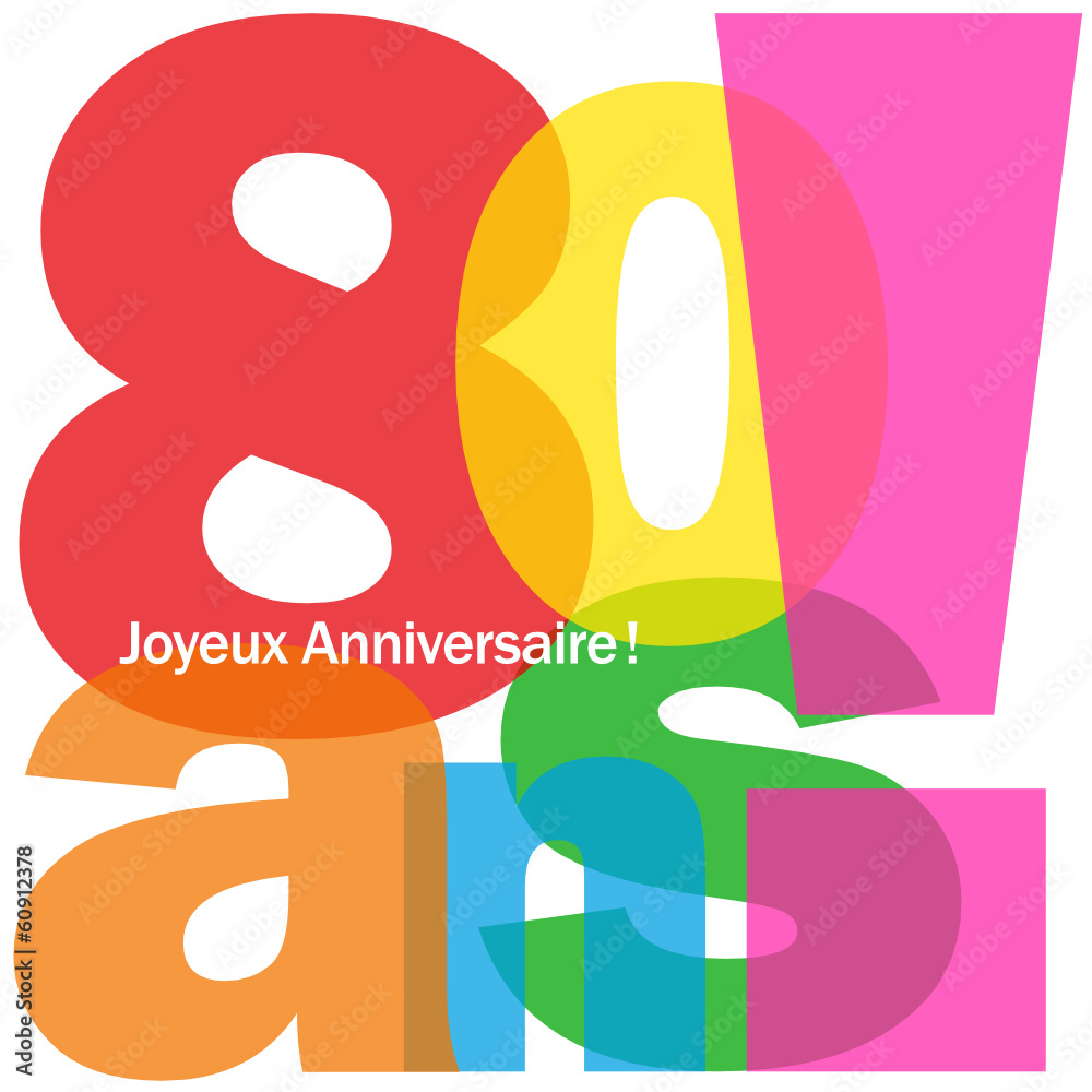 Carte 80 Ans Joyeux Anniversaire Fete Voeux Felicitations Stock Vector Adobe Stock