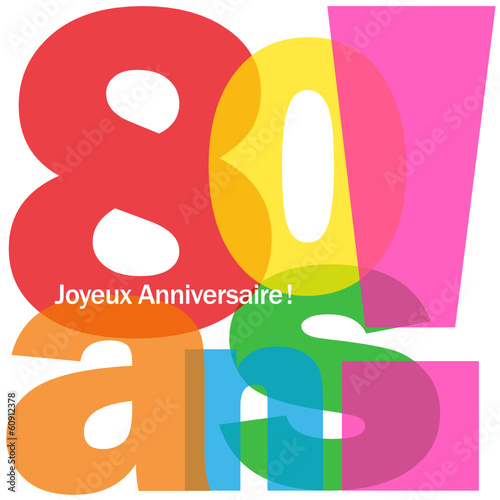 Carte "80 ANS ! JOYEUX ANNIVERSAIRE" (fête voeux félicitations)