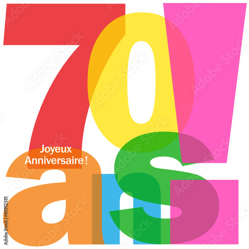 Carte 70 Ans Joyeux Anniversaire Fete Voeux Felicitations Stock Vector Adobe Stock
