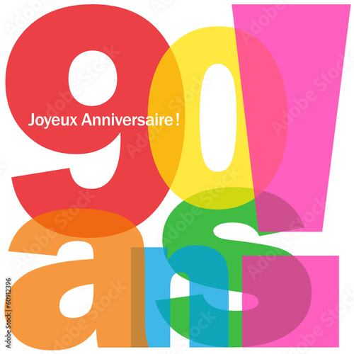 Carte "90 ANS ! JOYEUX ANNIVERSAIRE" (fête voeux félicitations)
