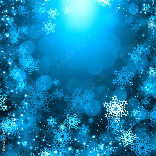 Snowflakes on blue