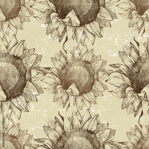 Fototapeta Naklejka Na Ścianę i Meble -  seamless ornament with sunflowers