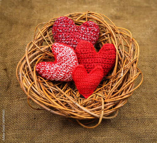 Knitting hearts in the nest