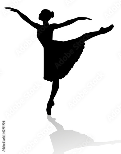 silhouette di ballerina su sfondo bianco