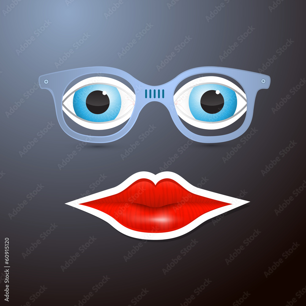Abstract Vector Mouth, Glasses and Eyes