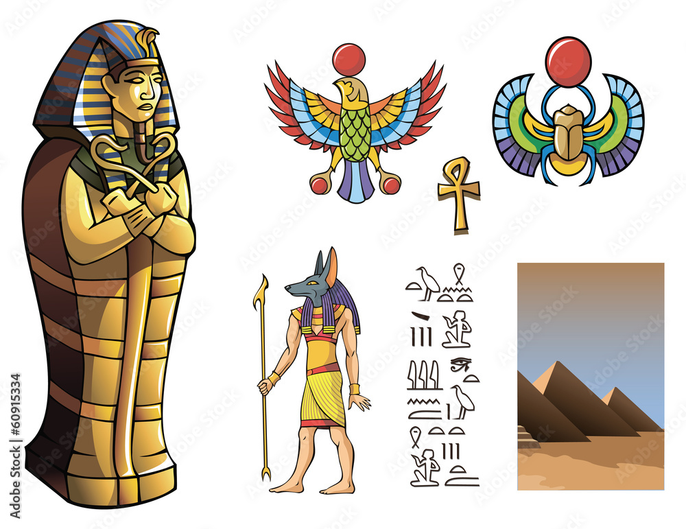 Poster Ancient sarcophagus of Egyptian pharaoh, vector – Wall Art ...