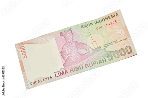 Indonesian Rupiah on a white background.