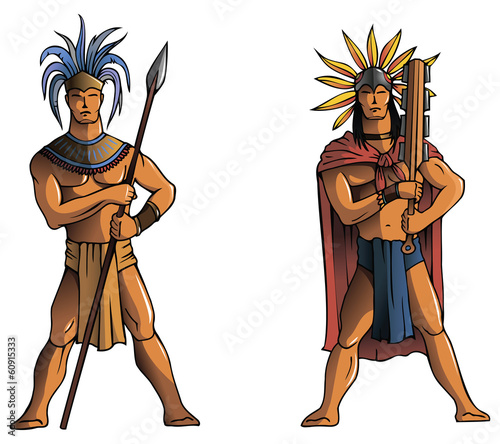 Warriors of Maya, Aztec or Inca, vector
