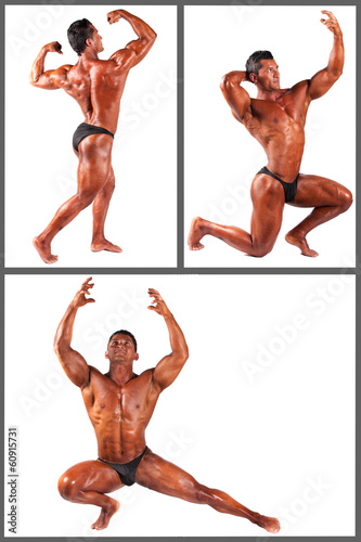 bodybuilder flexing his muscles in studio set